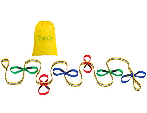 walkodile Grab & Go Children's Walking Rope (12 Child). Teacher Designed. Extra Safety Feature on Handles. Strong Fabric & Heavy Duty Stitching. Includes Learning Games for Walks Guide