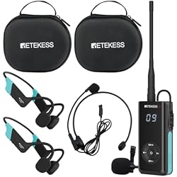 Retekess TT120 Swim Coach Communicator,Underwater Communicator,IP68 Waterproof,120M,Bone Conduction Swimming Headphones for Swim Club,Swimming Training,Coaching (1 Transmitter 2 Receivers)