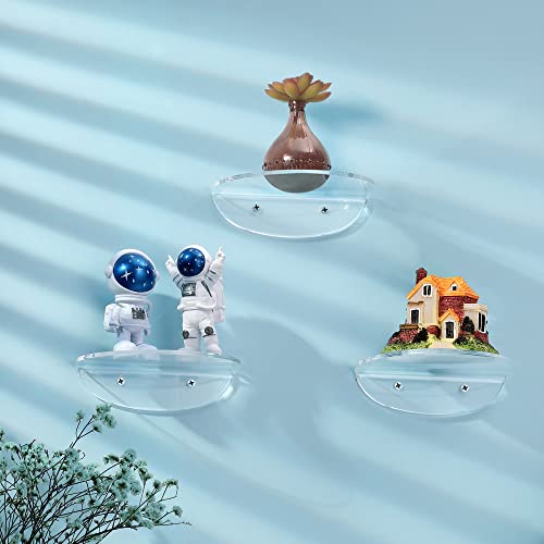 Loiion Acrylique Etagère Murale Lot de 3, 14cm Petite Etagere Murale Transparente, Mini étagère Murale Flottante, étagères murales pour Salle de Bain, Chambre, Cuisine, décoration Murale de Salon