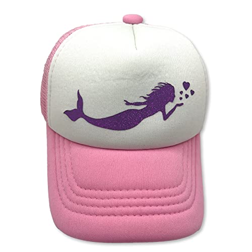 Sol Baby Purple Glitter Mermaid Pink Adjustable Snapback Mesh Trucker Hat - Summer Beach Baseball Cap for Infants & Toddlers3