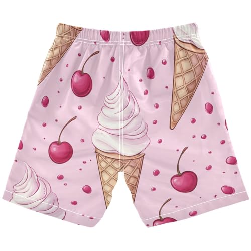 Boys Beach Board Shorts Icecream Cherry Sweet Swim Trunk Teen Swimwear 8-16Y2