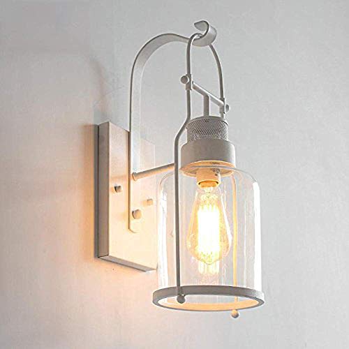 Lámpara de pared industrial antigua en estilo náutico Aplique de pared vintage blanco con sombrilla de botella LED Dormitorio Lámpara de cabecera Salón Pasillo Escaleras Decoración Aplique de i Cover