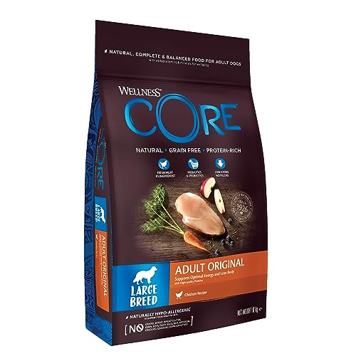 Wellness CORE Original 10 kg, Kip – Droogvoer voor Grote Honden, Graanvrij, Natuurlijk, Hypoallergeen, Eiwitrijk, Hoog Vleesaandeel, Ondersteunt Heupen & Gewrichten