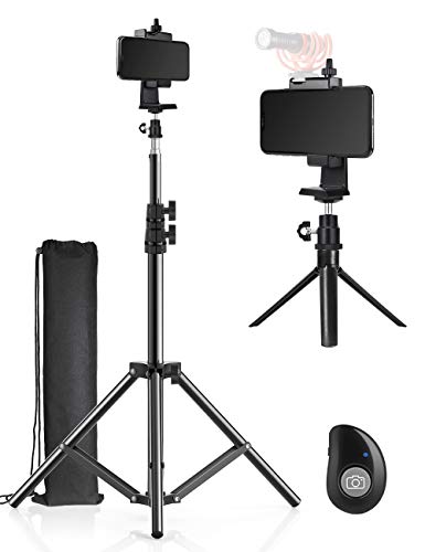 Phone Tripod, Pixel 51 inch Cell Phone Tripod Stand + Mini Desktop Tripod with Selfie Remote for Recording/Live Streaming/Vlogging, Flexible Phone Holder, 360 Rotation Ball Head,Sturdy Portable Tripod