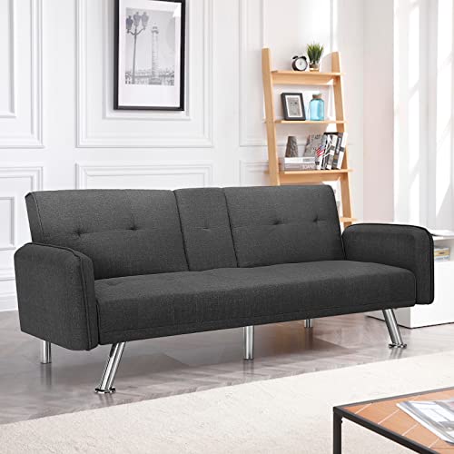 Dklgg Futon Sofa Bed Convertible Sofa Couch, Modern Loveseat Sleeper Futon Couch With 2 Cup Holders, Convertible Folding Sofa Bed Small Couch For Living Room, Bedroom, Apartment Or Dorm #TOP8