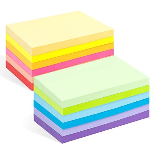 Large Sticky Notes,1200 Sheets Memo Pads,3 x 5 in Bright Colored Note Pads,Clean Removal Super Self-Stick Notes,12 Colors Notepads,Pastel Ruled Post Stickies for Office,Home,School Supplies 