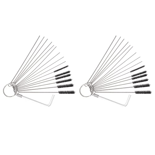 Juego de 2 Herramientas de Limpieza de Carbono para Eliminar la Suciedad de Los Carburadores, 18 Agujas de Limpieza + 12 Cepillos de Tubo de Nailon + 2 laves en L, para Motocicleta, Ciclomotor ATV Cover