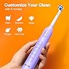 Brosse à dents électrique pour Adultes et Enfants，Brosse à dents Rotative avec 8 têtes de Brossage, 60 jours d'autonomie de la Batterie, 5 Modes, Violet #2