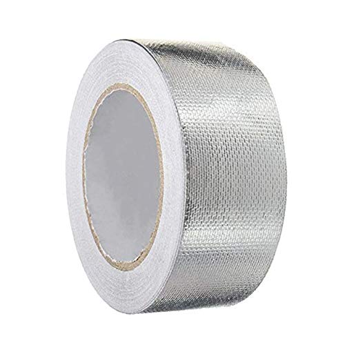 DINGJIE Glasfaser Aluminiumfolie Klebeband 5CM x 25M, Kanal-Isolierband Hochtemperatur Heavy Duty Metal Tape Verstärktes Aluminium-Folienband Wasserdichtes Klebeband Thermoshield Hitzeschutzband