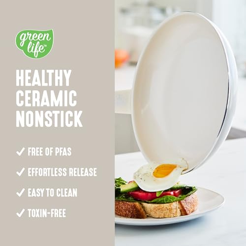 Image of GreenLife 16 Piece Ceramic Nonstick Pots & Pans Cookware Set, Cream