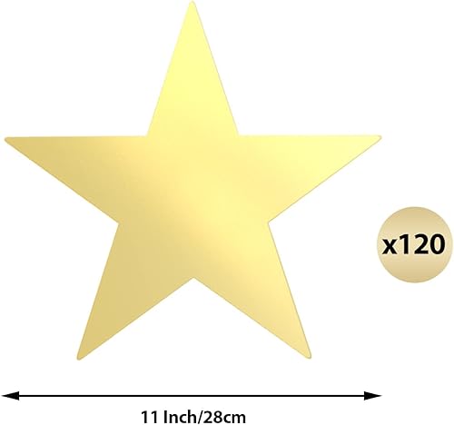 Miniatura 2 de Outus 120 piezas de estrellas doradas grandes de 11 pulgadas, decoración de estrellas doradas, estrellas de papel doble impresas para decoración de