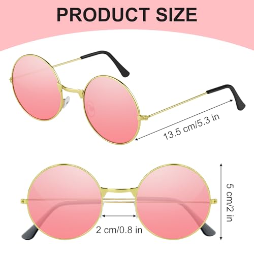 NEBURORA Round Hippie Sunglasses Metal Frame Colored Circle Glasses for Women Men 70s Retro Disco Party Accessory2