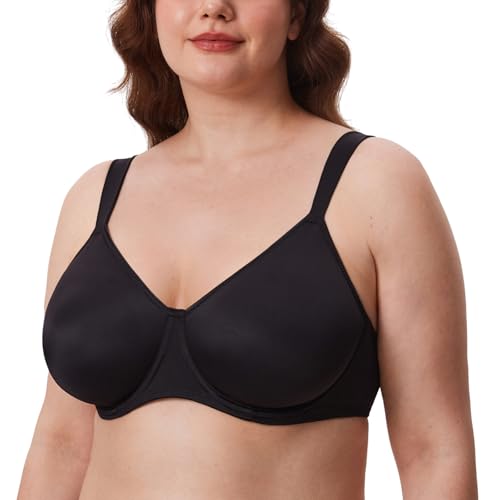 DELIMIRA Damen T-Shirt Minimizer BH mit Bügel Große Größen Ohne Gepolstert Schwarz 90E