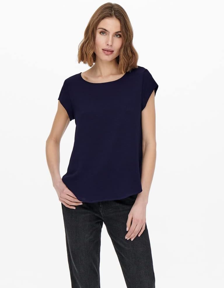 Only Onlvic T-Shirt Femme Bleu Nuit - Confort & Style au Quotidien - Image détaillée