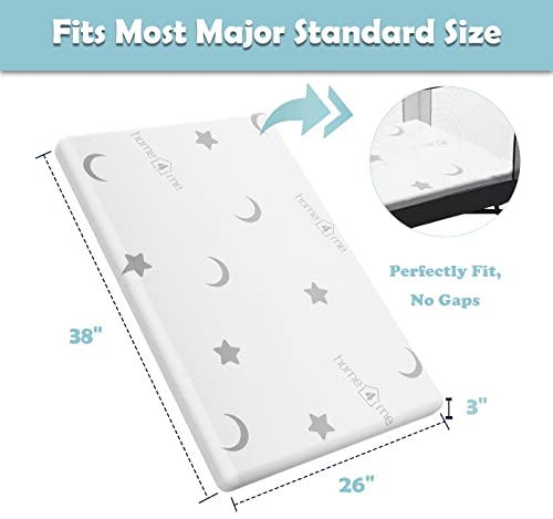 Home4Me Pack And Play Mattress 38" X 26" X3'', Dual Sided Mini Crib Mattress, Waterproof Memory Foam Playpen Mattresses, Toddler Mattress Pad With Removable Washable Cover For Cribs And Toddlers #TOP1