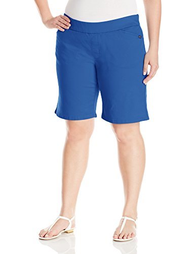 Chic Classic Collection Women's Plus-Size Plus Size Flat Waist Pull On Bermuda Short, Limoges Twill, 26W