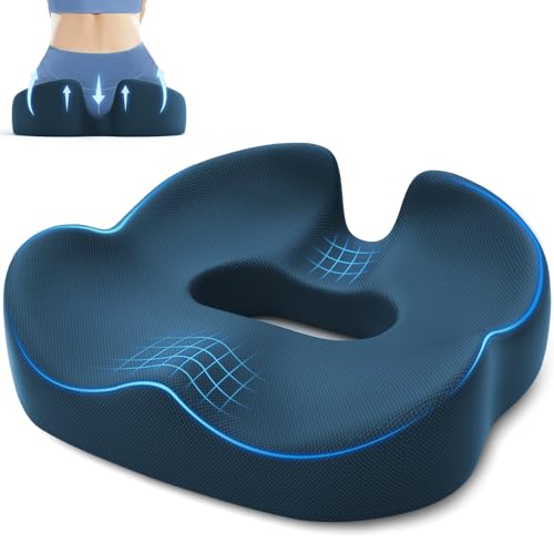 SweetSlubr Large Donut Pillow Seat Cushion for Hemorrhoid Discomfort&Tailbone Pressure, Office Chair Cushion for Long Sitting, Ergonomic Coccyx Pillow for Postpartum Pregnancy, Lifting Cushions, Blue