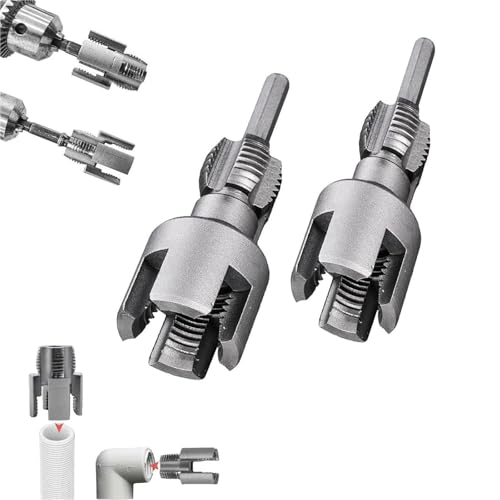 Integrated Internal & External Pipe Threading Tool, Electric Drill Compatible PVC Pipe Threader Kit, Suitable for 1/2 Inch and 3/4 Inch Plastic Pipes (1/2 in and 3/4 in)
