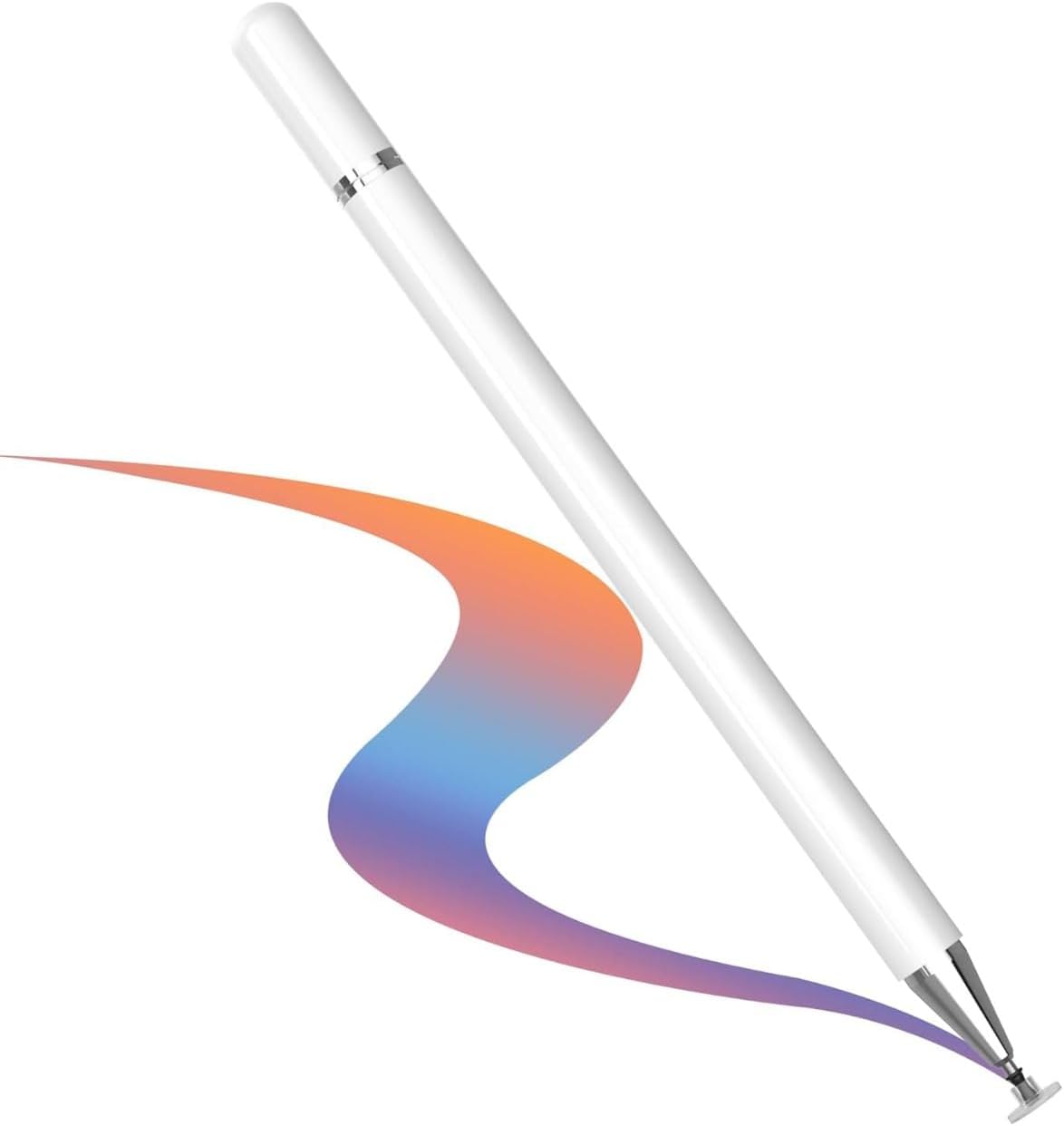 ELV Direct Lightweight Metal Body Fine Point Capacitive Stylus Pen for Touchscreen Devices, Compatible with All Smartphones/Tablets/iPad/iPad Pro/iPhone/iPhone X (White)