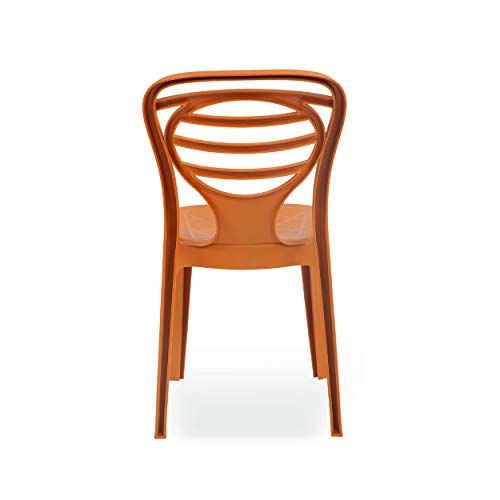 Image of Oaknest Supreme Oak Armless Plastic Dining Chair | Compact & Ergonomic Design for Home, Living Room, Balcony & Outdoor Seating | Color : Amber Gold, Set of 2