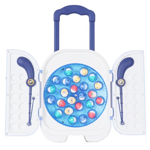 Image of Amazon Brand - Jam & Honey Magnetic Fishing Game for Kids 2 Player Toy with 24 Magnetic Fishes, Lights & Music, Rechargeable with Type-C Charging, Trolley Design,Board Game