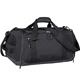 FALAZAR Duffle Bag for Men Women 40L Waterproof Travel Duffel Bag with Shoes Compartment Lightweight Sport Gym Bag with Wet Pocket Weekender Overnight Bags,Black