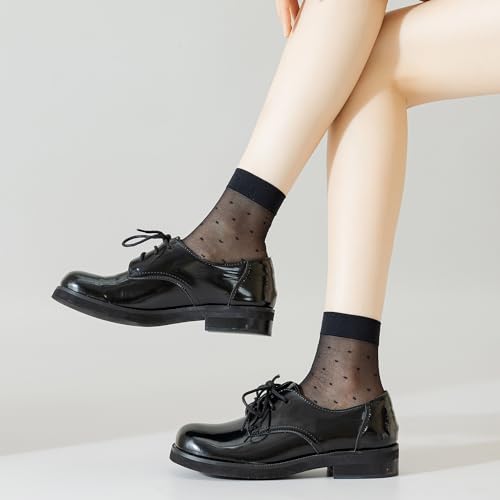 Image of Mcool Mary 12 Pairs Womens Sheer Ankle Socks Nude Stocking Summer Ultra Thin Cool See Through Silk Socks for Women