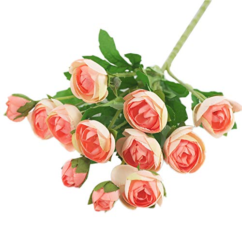 Whiie891203 Artificial Fake Flower Plants,1Pc Artificial Rose Flower Stage Arrangements Wedding Bouquets Decorations Floral Table Centerpieces for Home Kitchen Garden Party Grave DIY Decor Peach Pink