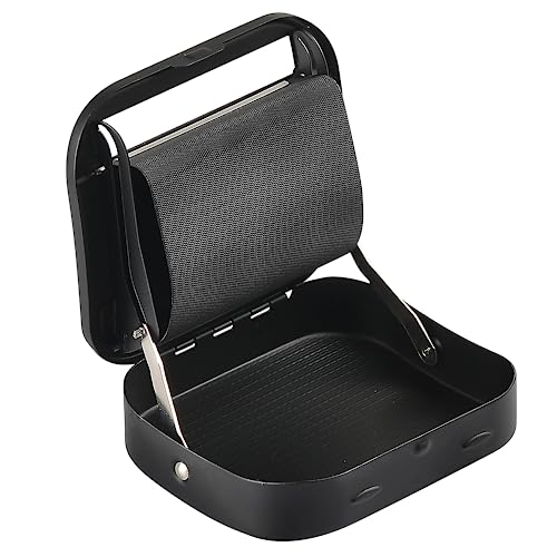 Glamified – Máquina automática de cigarrillos de lata rodante Caja de metal portátil para rodar tabaco, rodillo de fumar y caja de almacenamiento (negro)