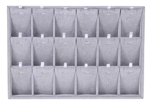 Image of Velvet Jewellry Drawer Organizer Stackable Tray (Grey, 15 Pendent Set Tray)