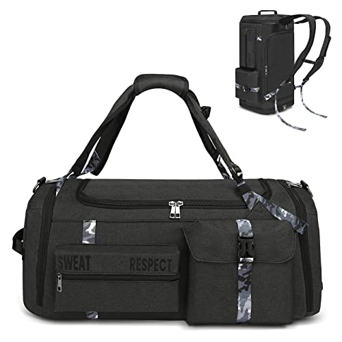 Sac de sport pour homme noir avec compartiment à chaussures fitness et musculation