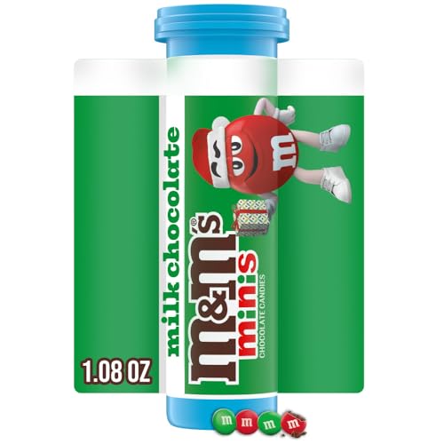 M&M's Christmas Milk Chocolate Minis Size Christmas Candy Bulk Tube, Holiday Stocking Stuffers Gift 1.08 oz (Pack of 24)