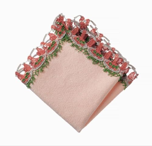 近沢レース ナポリタン タオルハンカチ サーモンピンクのサムネイル