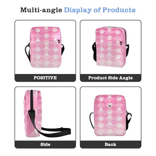 men's messenger bag mens shoulder bags crossbody Shoulder Handbag For Travel Adjustable Strap for outdoor sports outdoor sports- Peach Glitter Rabbits4