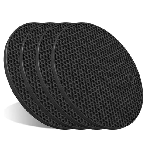 4 Stück Silikon Untersetzer, Topfuntersetzer, Multifunktional Hitzebeständig Topflappen, Runde...