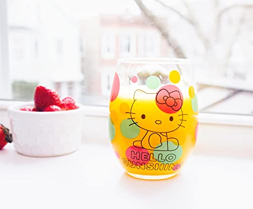 Silver Buffalo Sanrio Hello Kitty Loves Ice Cream Teardrop Stemless Wine Glass | Tumbler Cup For Mimosas, Cocktails | Holds 20 Ounces #TOP5