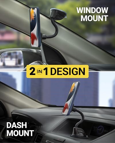 Image of Scosche MXWDL Magnetic Cell Phone Car Mount, Suction Cup Phone Holder for Car Dashboard /Windshield with Extra Strong Magnet and Thick Metal Plate Compatible with iPhone, Samsung, and All Devices