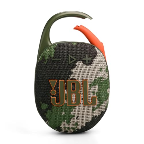 JBL Clip 5 Speaker Bluetooth Portatile, Altoparlante Wireless Compatto, Moschettone Integrato, Waterproof e Resistente alla Polvere IP67, fino a 12 h di Autonomia, App JBL Portable, Mimetico - Immagine 3