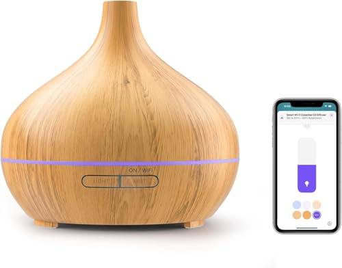 Meross Smart Ultrasonic Diffuser, WiFi Humidifier, Apple HomeKit Alexa Google Home SmartThings Supported, Diffuser for Home Bedroom, with LED Light, Voice/Remote Control, BPA-Free, Ultra Quiet