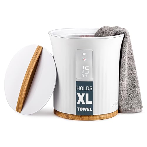 Live Fine Towel Warmer | Bucket Style Luxury Heater with LED Display, Adjustable Timer, Auto Shut-Off | Fits 40” x 70” Oversized Bath Sheet Towel