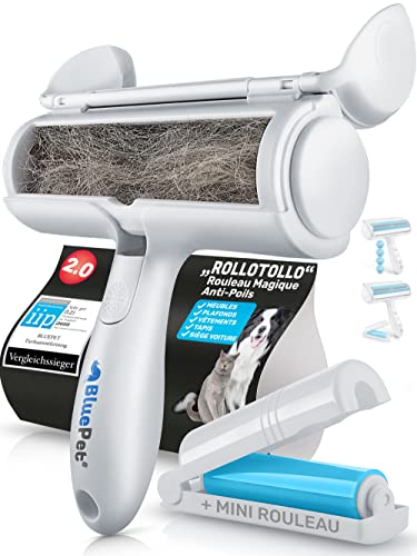 BluePet® Brosse Anti Poils Animaux | Rouleau Poils Animaux | Enlever Les Poils de Chat | Rouleau Chat Poil | Anti Poil Chien et Chat | Brosse pour Poil et Peluches - réutilisable et Facile à Nettoyer