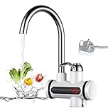 Instant Hot Water Tap, Electric Tap UK Plug, 220V 3000W Electric Hot and Cold Mixer Water Faucet with LED Digital Display for Kitchen Bathroom