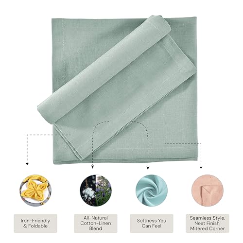 Image of FINGERCRAFT Table Napkins 18x18 Inches Set of 6 Cotton Linen Blend Fabric Dinner Cloth Napkins Washable and Reusable, Good Absorbency for Home, Parties, Hotels (Aqua)