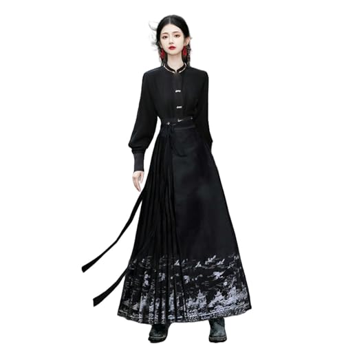 Jupe style chinois Hanfu coupe fluide ajustable anti-plis style quotidien unique