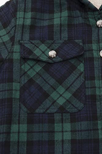 Image of ZENTHACE Boys Sherpa Fleece Lined Flannel Plaid Button Down Shirt Jacket,Hooded Flannel Shirt with Hand Pockets