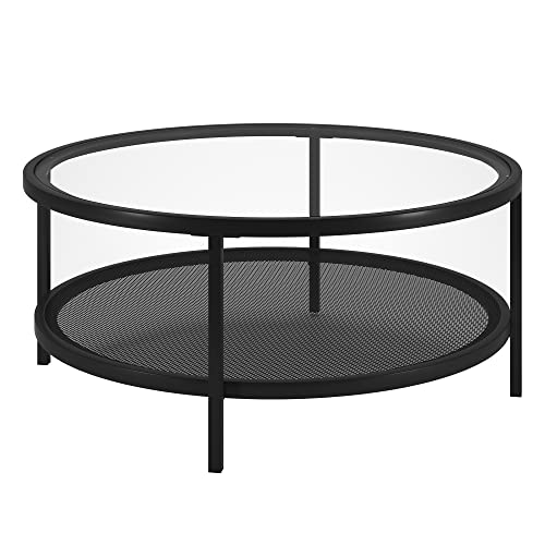 Image of Henn&Hart 36 inch Wide Round Coffee Table in Blackened Bronze, Modern coffee tables for living room, studio apartment essentials