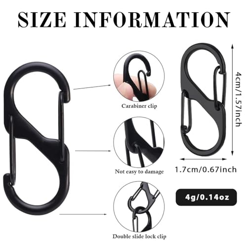 Image of Dual Hook S Carabiners,Dual Spring Mini S Carabiner Zipper Clip Theft Deterrent for Luggage Suitcase Camping Key Chain Backpack Zipper Clip Anti-Theft(4pcs,40mm)