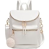 I IHAYNER Women Backpack Purse Fashion Leather Large Designer Travel Bag Ladies Shoulder Bags with Pompom Backpack for College Work
