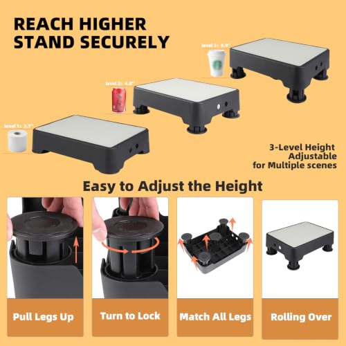 Image of Adjustable Step Stool for Adults, Toddler Step Stools, 700 LBS Capacity Non-Slip Safety Step Platform for Elderly and Kids, Portable Stair Assist for Cars, Bedside, Kitchen, and Shower, White