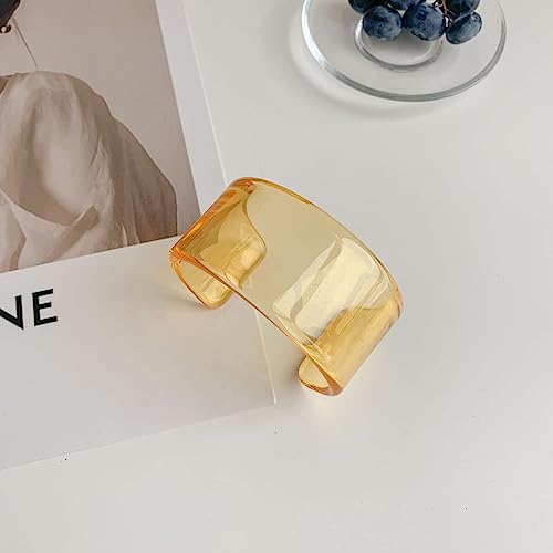 Pingyongchang Acrylic Colorful Resin Geometric Simple Open Bracelet Transparent Wide Cuff Bangle2
